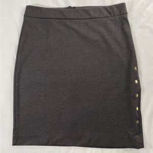 Rafaella Limited Edition Size 12 Grey Skirt - Adjustable Slit Gold Color Buttons